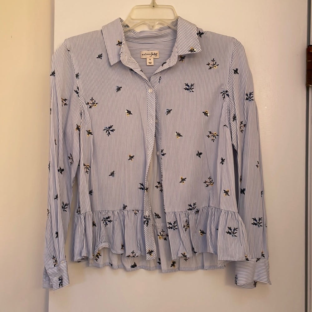 Maison Jules blue flower detailed blouse